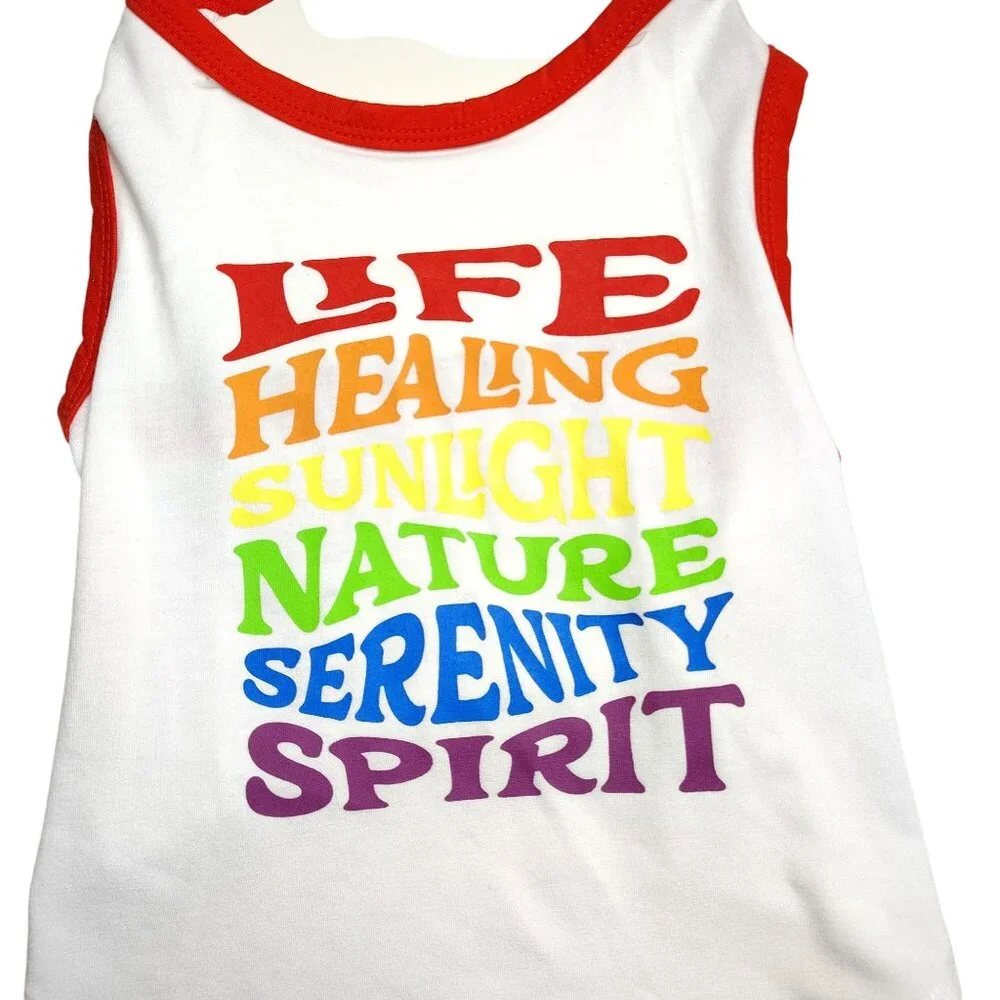 Sonoma Dog Medium White With Red Trim Spiritual Pride Tank For Pets